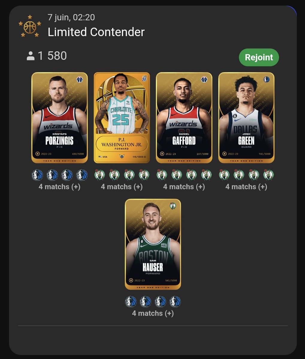 #GameWeek56

Dernière GW de la saison ! GL à tous et bonne finale 🍀🤞

#Sorare #NBA