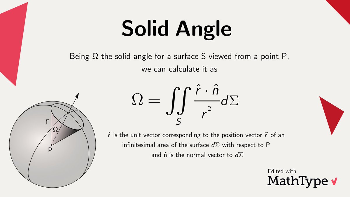 MathType's tweet photo. An object's #SolidAngle is the segment of a unit sphere that it covers when looking at the object from the center of the sphere. Although the Moon is much smaller than the Sun, both have very similar solid angles when viewed from any point on Earth.
#MathType #math #mathfacts https://t.co/VnKTLqWO4K