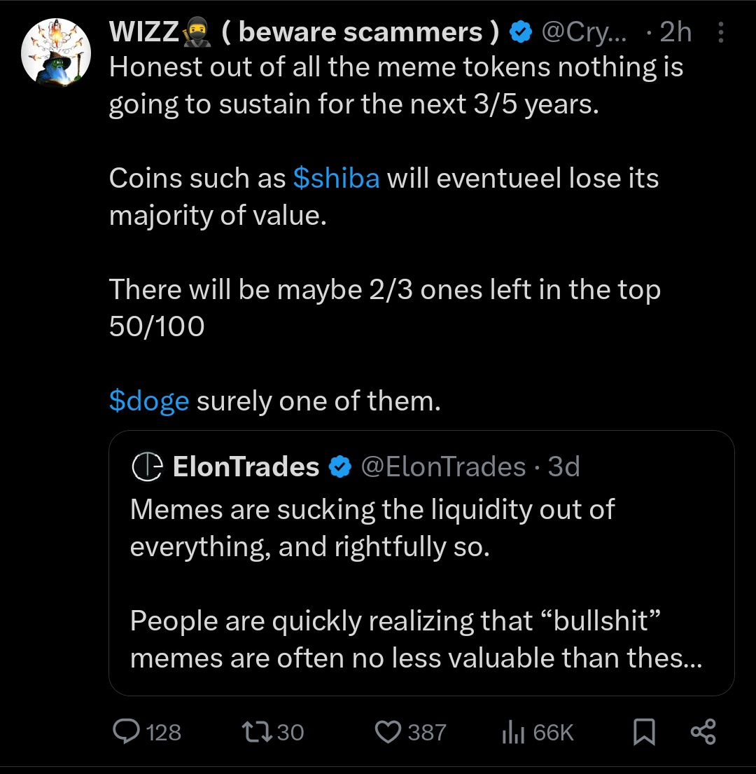 cryptosanthoshK's tweet photo. People who think memecoin like $SHIB are not gonna make it, are probably the ones that don't know the market yet.

Tbh, the retail has started to come in and all they see is shib on their CeX. 

Which is an established one. 

For example: if I place gold and a crystal that is not worth a lot but recently discovered, which one will u choose ?

I assume any human with a good ability to think will choose gold.

Same as that, og memes like $SHIB are destined to make it.

If you don't trust what I say, book mark this tweet along with the retards who says it won't make it.

We wil meet again in 2 years.