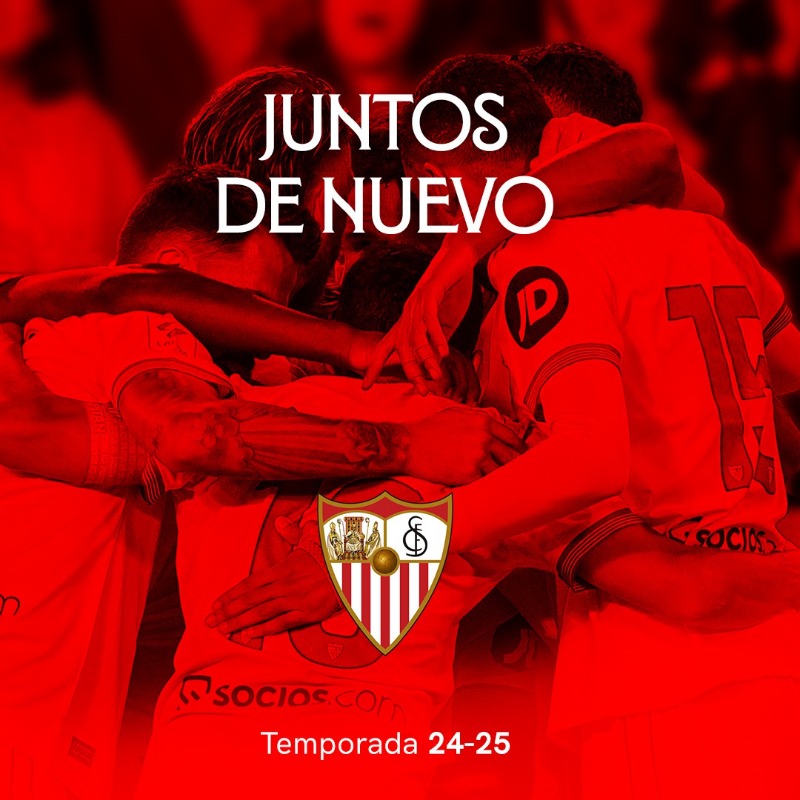 SevillaFC's tweet photo. 🎟️ 'Juntos de nuevo': en marcha la campaña de abonos 24/25. 

#JuntosDeNuevo #WeareSevilla
