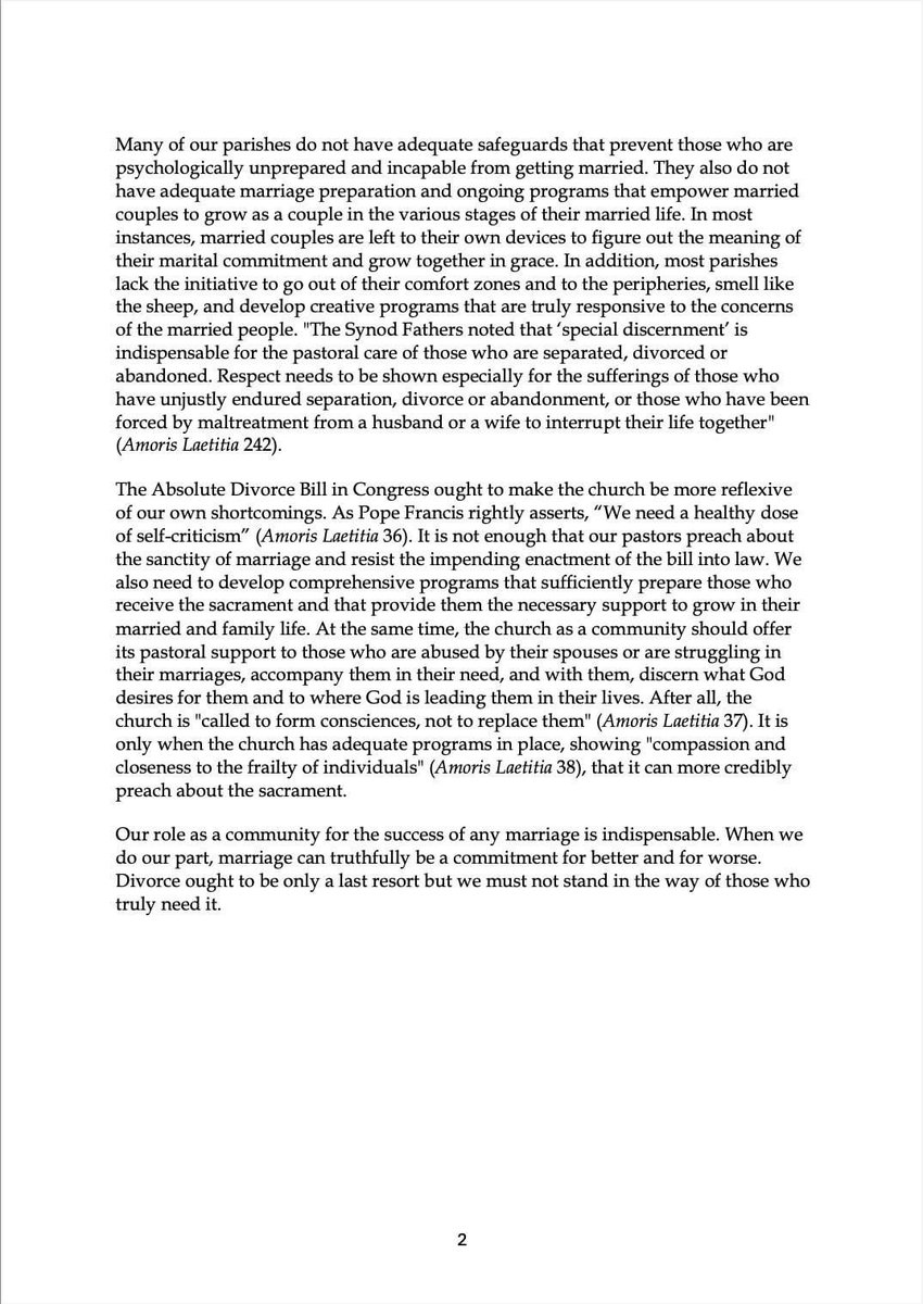 RJ Naguit 🌹 (@raymond_naguit) on Twitter photo What a powerful statement from the <a href="/ateneodemanilau/">Ateneo de Manila University</a> theology department.
Hope folks who are against the divorce bill consider this viewpoint and if they still disagree, hope they can engage the arguments laid down in article constructively. #DivorceLawNow What a powerful statement from the <a href="/ateneodemanilau/">Ateneo de Manila University</a> theology department.
Hope folks who are against the divorce bill consider this viewpoint and if they still disagree, hope they can engage the arguments laid down in article constructively. #DivorceLawNow
