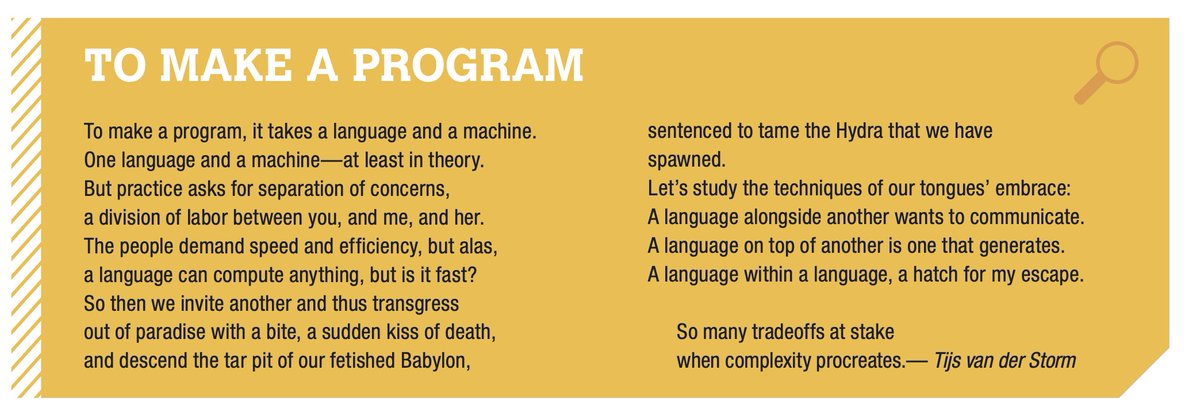 Wrote a poem. Got published in <a href="/ieeesoftware/">IEEE Software</a> 🤪😎
(Proof: ieeexplore.ieee.org/iel7/52/520406…) #software #polyglot #programming #poem