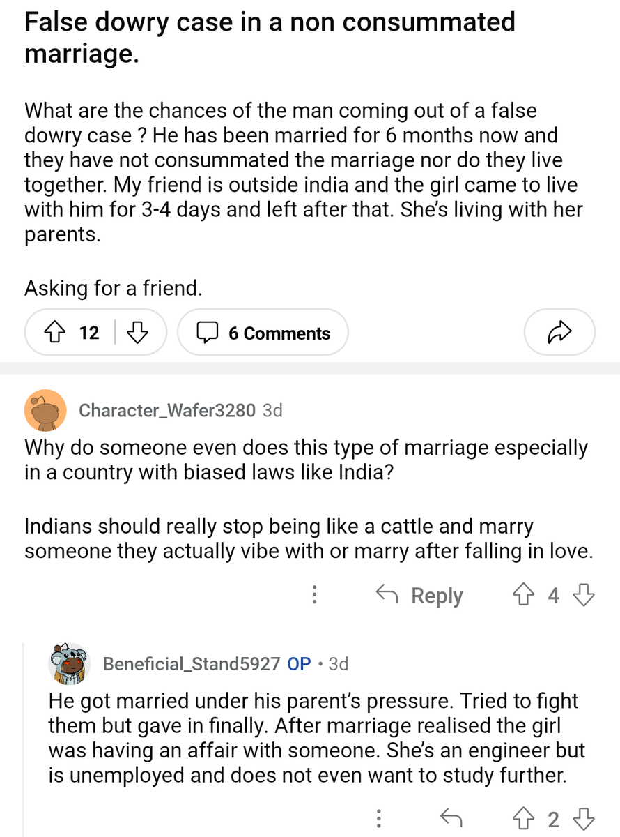 Ambar_SIFF_MRA's tweet photo. NRI guy got married due to parent's pressure and now facing 498a. Marriage is not even consummated.
Engineer unemployed wife is having an affair.
Classic case of Alpha Fcks Beta Bucks. #AFBB
When will Indian men and parents learn that marriage is a dangerous gamble? https://t.co/qPCHOodhf1