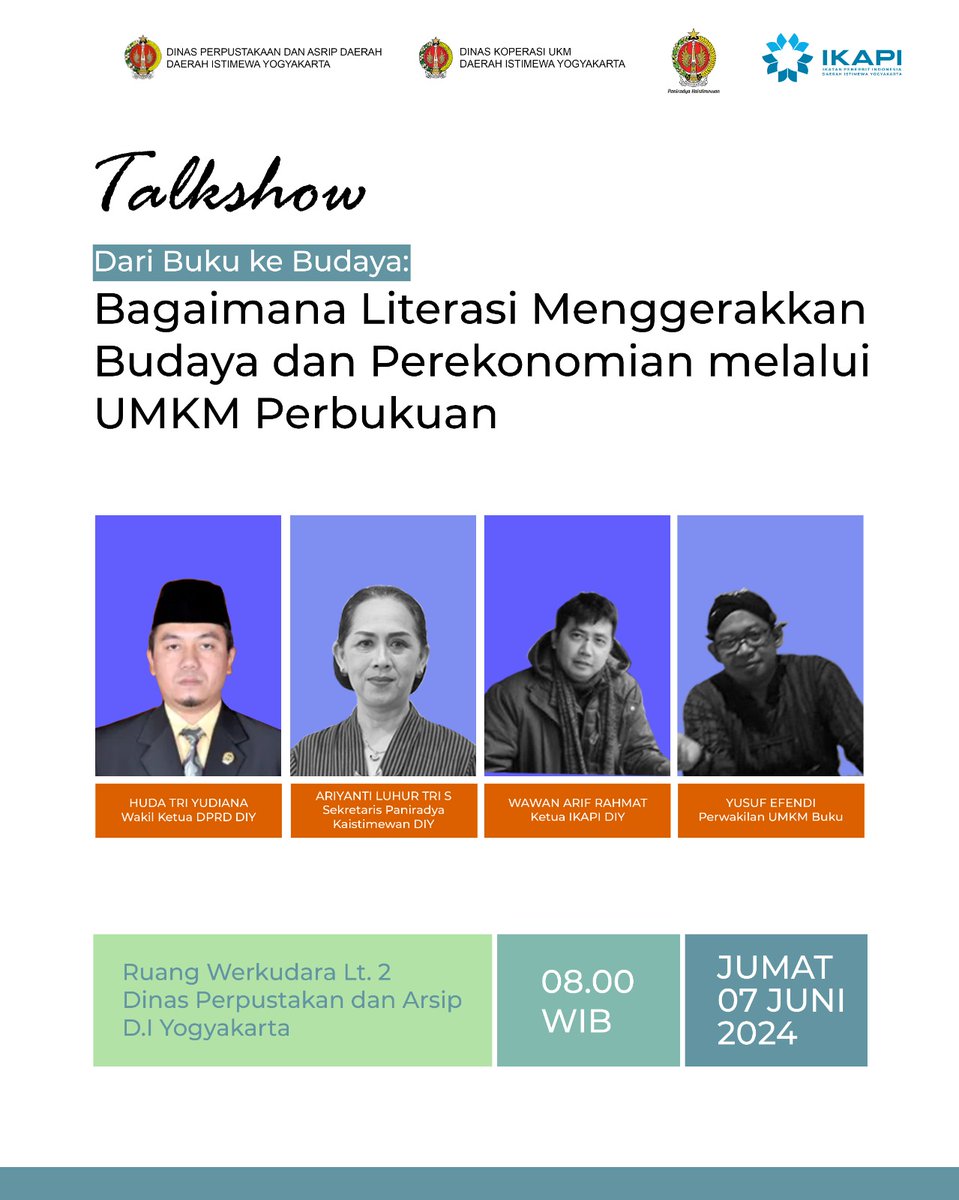#talkshow
Dari Buku ke Budaya: Bagaimana Literasi Menggerakkan Budaya dan Perekonomian melalui Perbukuan