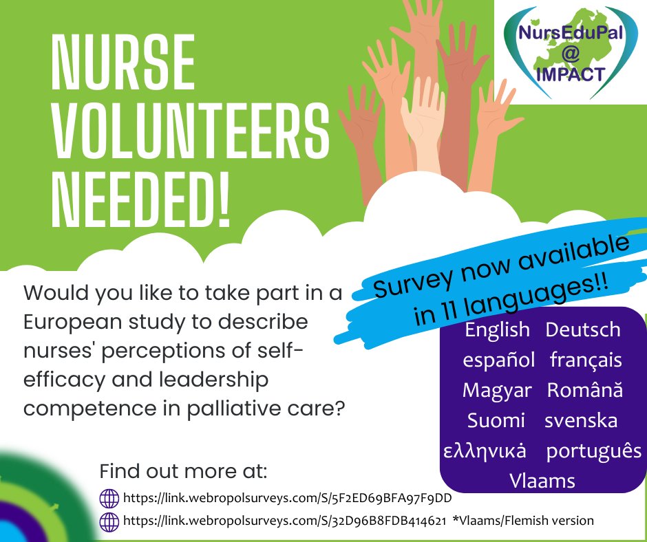 O inquérito NursEduPal@IMPACT está agora disponível em português!
The NursEduPal@IMPACTsurvey is now available in Portuguese along with 9 other languages: lnkd.in/eAjsHg3X
and in Flemish/ Vlamms: lnkd.in/eukJeMgi