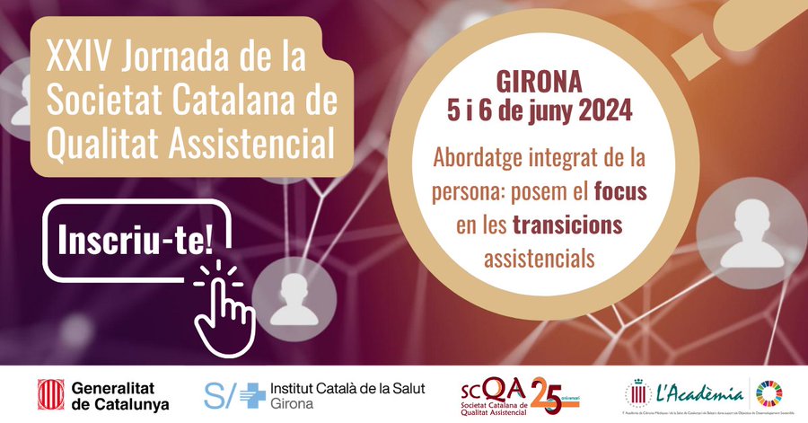 AQuAScat's tweet photo. Continuem a la Jornada de la Societat Catalana de Qualitat Assistencial 'Abordatge integrat de la persona: posem el focus en les transicions assistencials #qualitatassistencial24 @SCQA_ #ICSGirona

👀https://t.co/HnJCDUWRI8

Després del taller d'ahir, avui presentem 4 pòsters 👇 https://t.co/EHYRTzuQN1