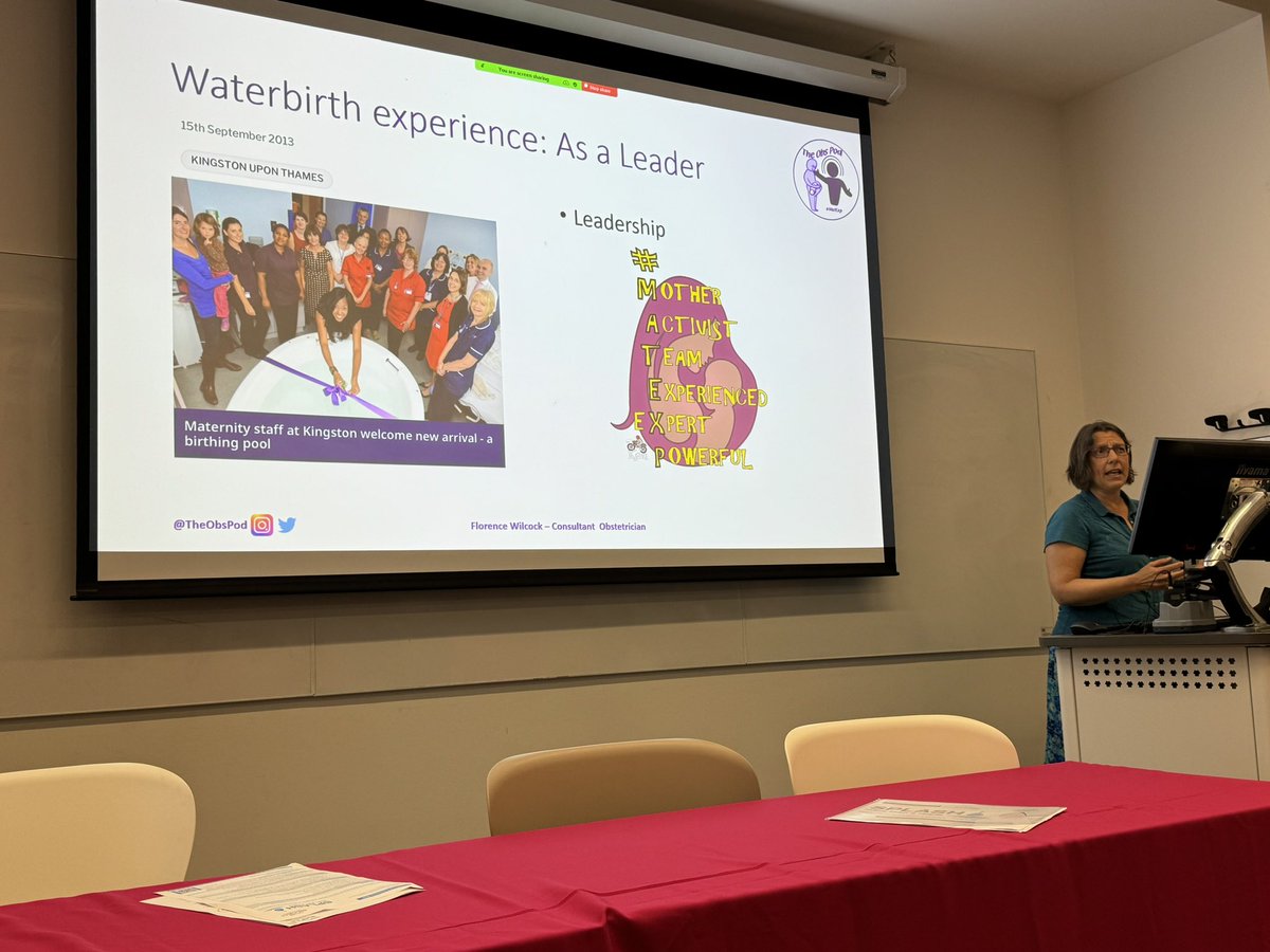 Dr Florence Wilcock presenting Waterbirth: and obstetricians perspective. An honorary midwife supporting women to use #waterimmersion and #waterbirth #SPLASHconference