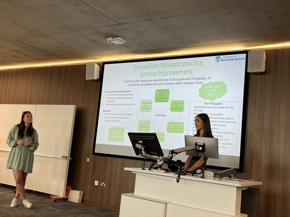 TherapyUos's tweet photo. What a fantastic start to the our annual conference… high quality, inspiring and reflective 3 minute research showcase presentations. You guys are truly impressive 💚 You are going to be a credit to any employer. @theRCOT @SotonOTSoc @HSciences https://t.co/fggRLhwKer