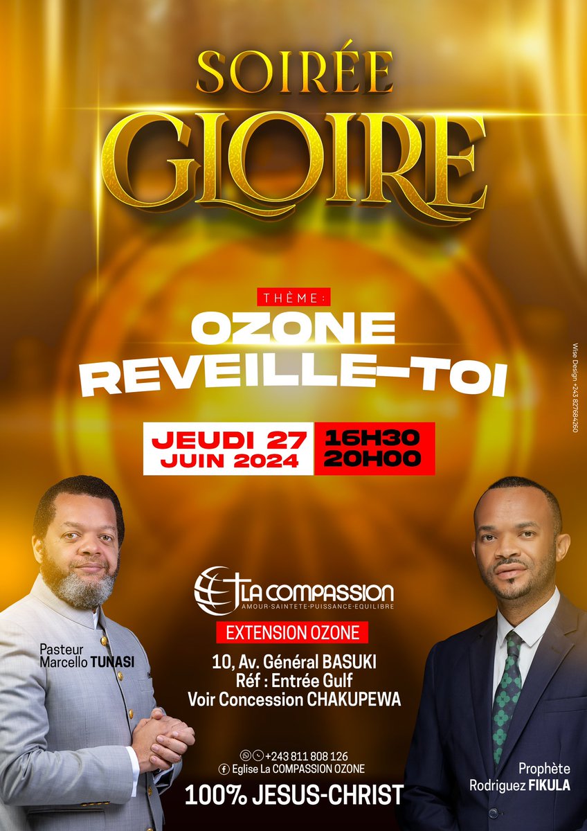 MarcelloTunasi's tweet photo. Par la grâce de Dieu , nous serons à la compassion-Ozone ce jeudi 27 juin , de 16h30 à 20 h.
Vous êtes les bienvenus 🙏
#compassionozone #ozone #kinshasa #réveil #jésus https://t.co/rSr7OMJxHs