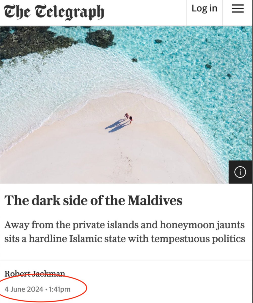 AlanRMacLeod's tweet photo. Literally one day after the Maldives announces a travel ban for Israelis, the attack articles appear 🙃🇮🇱🇵🇸 https://t.co/MRXW3BIhOp
