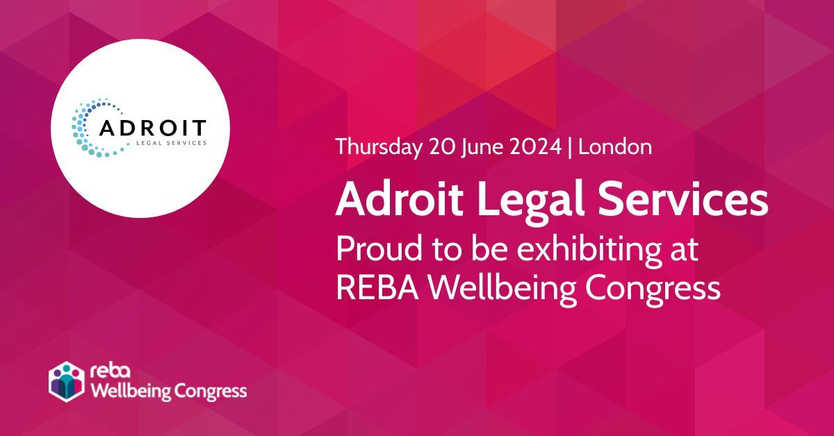 📅 Reminder: REBA Wellbeing Congress, 20th June 2024

Just a reminder that Adroit will be exhibiting at the REBA Wellbeing Congress on 20th June 2024, at etc venues, 133 Houndsditch, London. 

📲Book your place &amp; see you at REBA: buff.ly/3JOuDoz