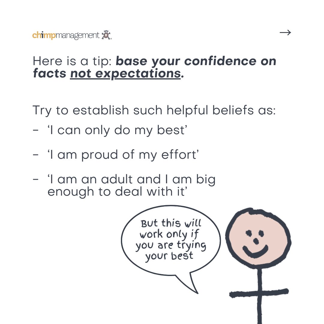 chimpmanagement's tweet photo. Start by establishing beliefs based on facts. If you know you’ve done your best and are proud of it, there’s no reason to feel insecure.

🧠 Learn how to manage your mind -  https://t.co/5m3Cd7lyME

#Confidence #SelfEsteem #TheChimpParadox #TheChimpModel #PersonalDevelopment https://t.co/a9ywSFU14x