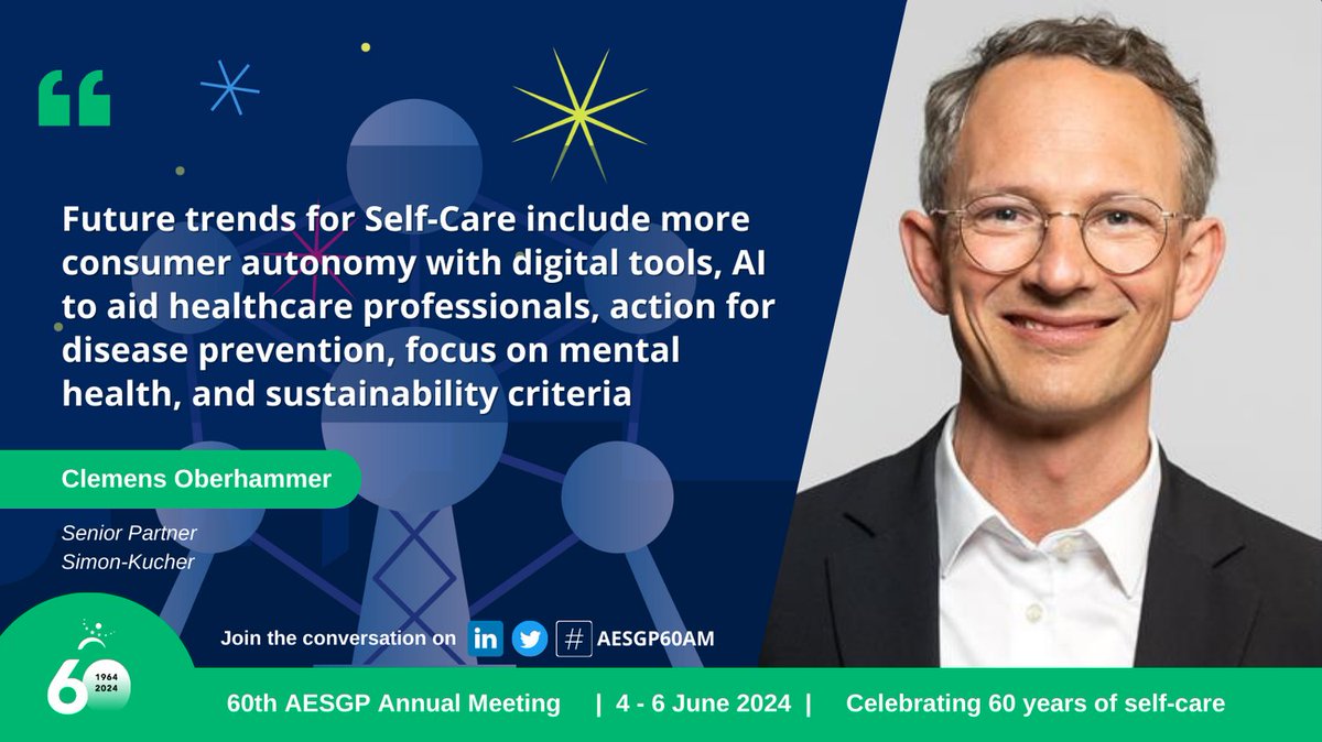 aesgp's tweet photo. The future of #SelfCare is bright.
Do you know the future trends of healthcare and how Self-Care is driving?
🏃Clemens Oberhammer @simonkucher
📊Amit Shukla @IQVIA_global
💊Carlton Lawson @kenvue
#AESGP60AM https://t.co/7sDk8KvLB8