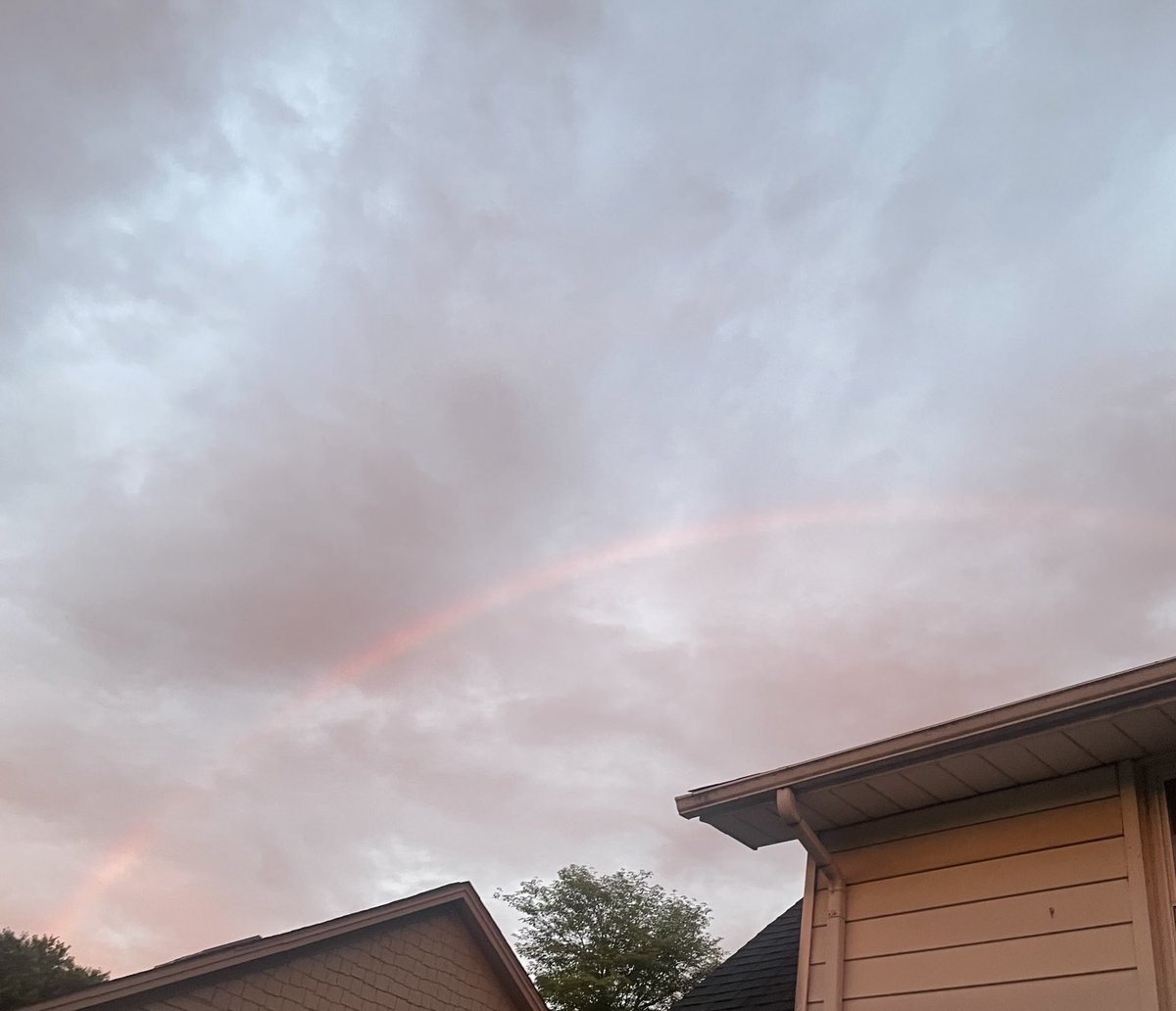 MrsBuehrer4's tweet photo. Rainbow over my house at six o’clock in the morning!  Last day of school after 30 years as a teacher too!! #Lastdayofschool #Retiring https://t.co/mWfBsUQdqs