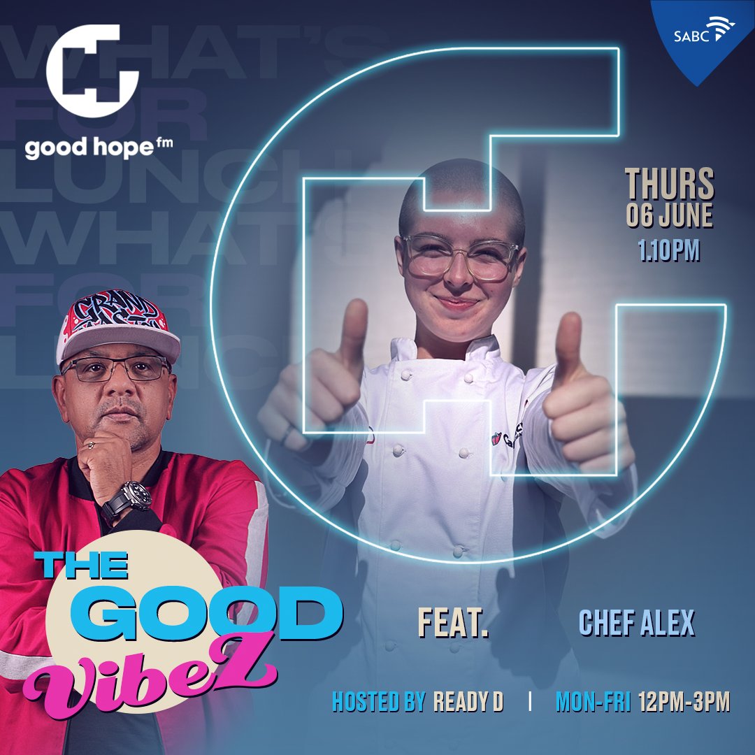GoodHopeFM's tweet photo. Get ready to tantalize your taste buds! 🍽️✨
Join the vibez as #ChefAlex visits #TheGoodVibez with @DJReadyD for yet another mouthwatering episode of #WhatsforLunch 😋
Don't miss out on these delicious Vibez! 🔥
#CapeTownsOriginal https://t.co/H4NLvzXehY