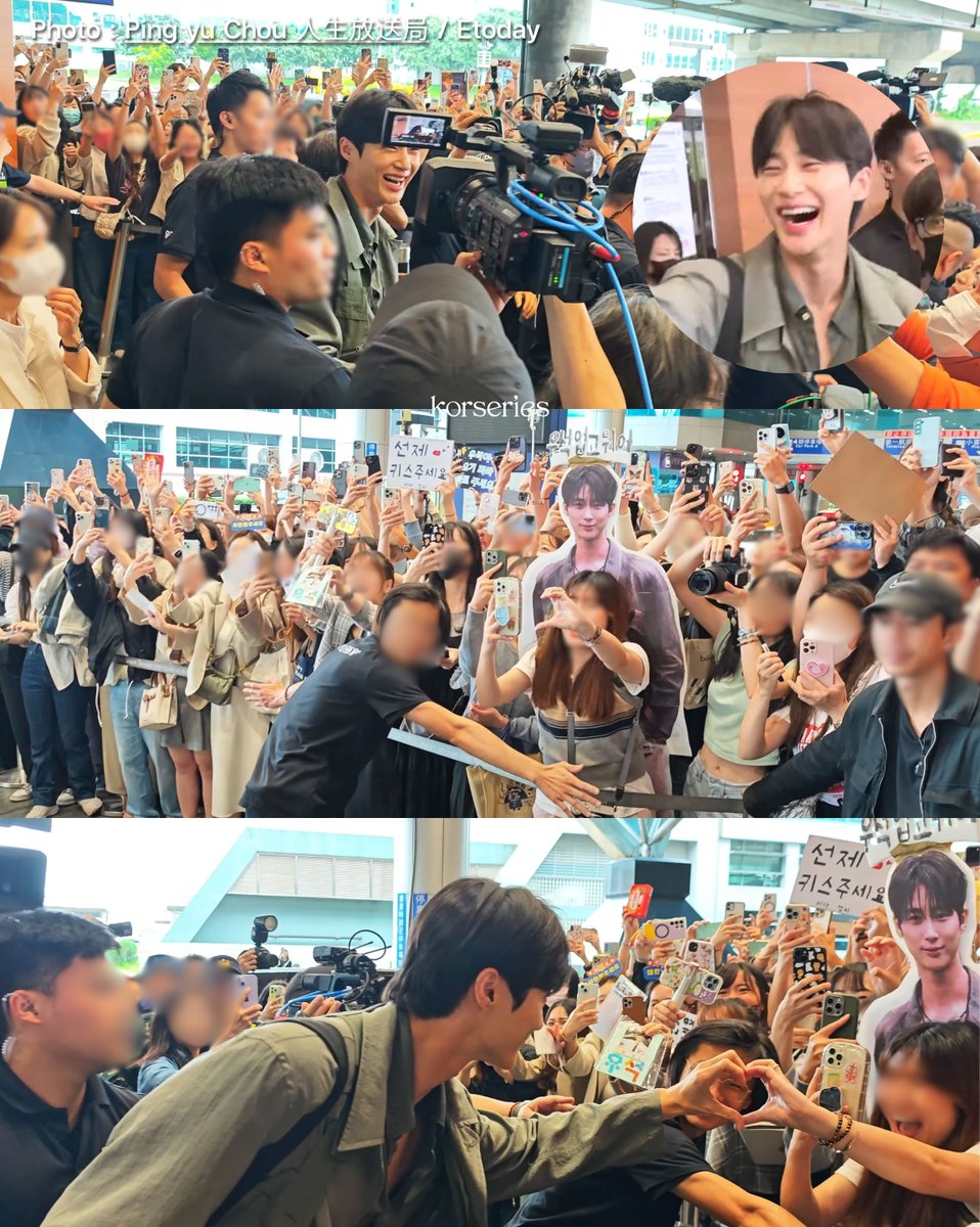 Korseries's tweet photo. ซอนแจฟีเวอร์ไม่ไหวแล้ว!!!!! คนแห่ต้อนรับ บยอนอูซอก ที่เพิ่งแลนดิ้งที่ไต้หวันกันแน่นมาก ๆ และมีแฟนคลับคนนึงแบกสแตนดี้ซอนแจมา เล่นใหญ่แบบต้องยอมใจ โชคดีมากที่อูซอกเห็นแฟนคลับคนนี้ตรงทางออกพอดี ถึงกับชี้แล้วขำชอบใจใหญ่55555 ก่อนจะพุ่งตรงไปหาแฟนคลับและทำหัวใจประกบด้วย 😆🫶🏻 พี่การ์ดก็ต้านอูซอกไม่ทัน เล่นพุ่งตรงไปหาแฟนคลับแบบนี้ ใจฟูตามเลยยยยย🥰

#ByeonWooSeok #บยอนอูซอก #LovelyRunner