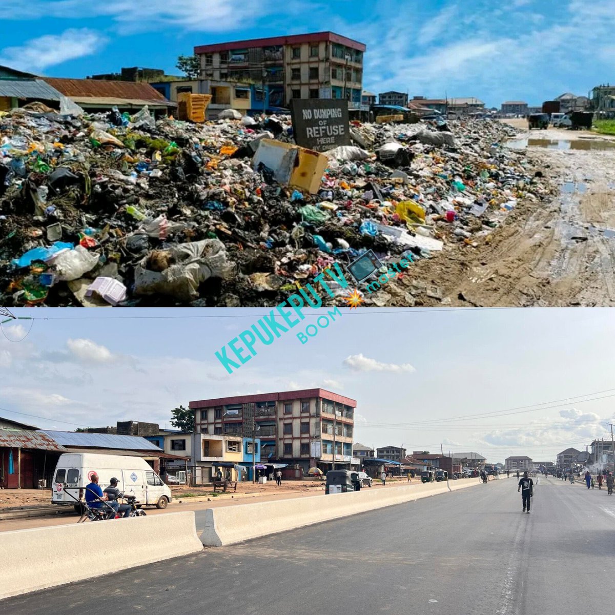 FinPlanKaluAja2's tweet photo. One Governor did not fix the road, put up a “no dumping of refuse” sign, folks dumped refuse 

Another Governor fixed the road

Abia people, na God save una

Lots of small details in this single picture, notice his the small house on the left reroofed his bungalow? Cause the value of that house just doubled, so CAPEX makes sense. Lots of dead capital can also be unlocked once infrastructure comes in  

Once commerce restarts on the left side, VAT also goes up and flows back to State and LGA

The State funds are catalytic but the follow on spending by the private sector is always larger by proportion 

The goal remains 1+1= 11

Please Abia people, pay your tax