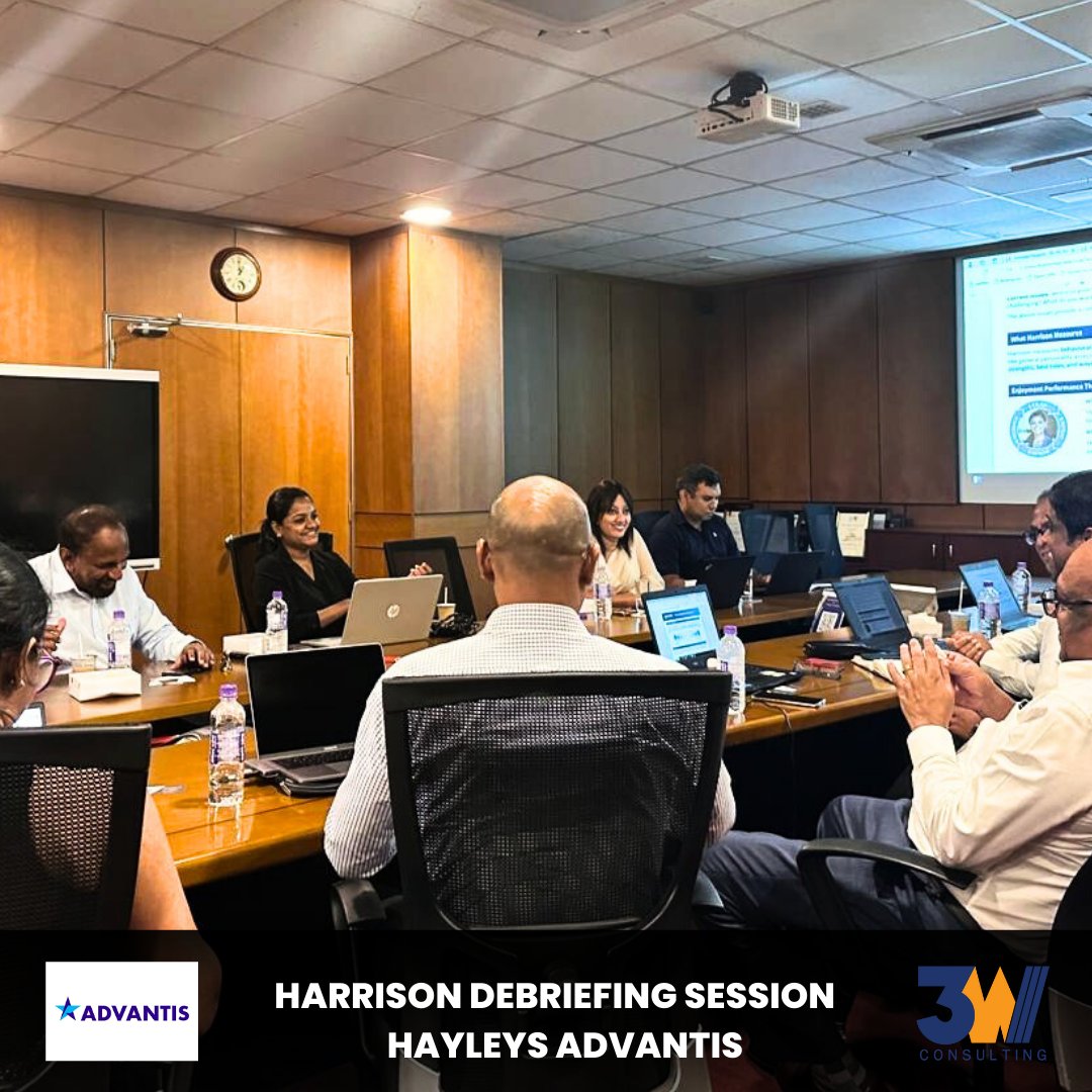 3WC_Official's tweet photo. Hayleys Advantis Senior Management Team engaged in a successful Harrison debriefing session facilitated by @3WC_Official. 

This session aimed offering detailed insights into, Behavioural Competencies and Job Success Analysis to improve overall individual performance. https://t.co/otqH15eYr2