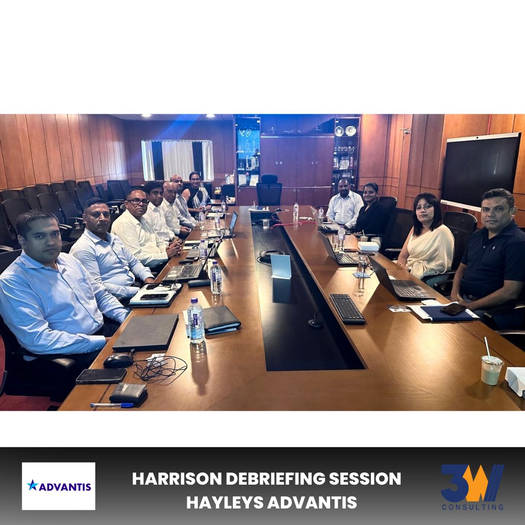 3WC_Official's tweet photo. Hayleys Advantis Senior Management Team engaged in a successful Harrison debriefing session facilitated by @3WC_Official. 

This session aimed offering detailed insights into, Behavioural Competencies and Job Success Analysis to improve overall individual performance. https://t.co/otqH15eYr2
