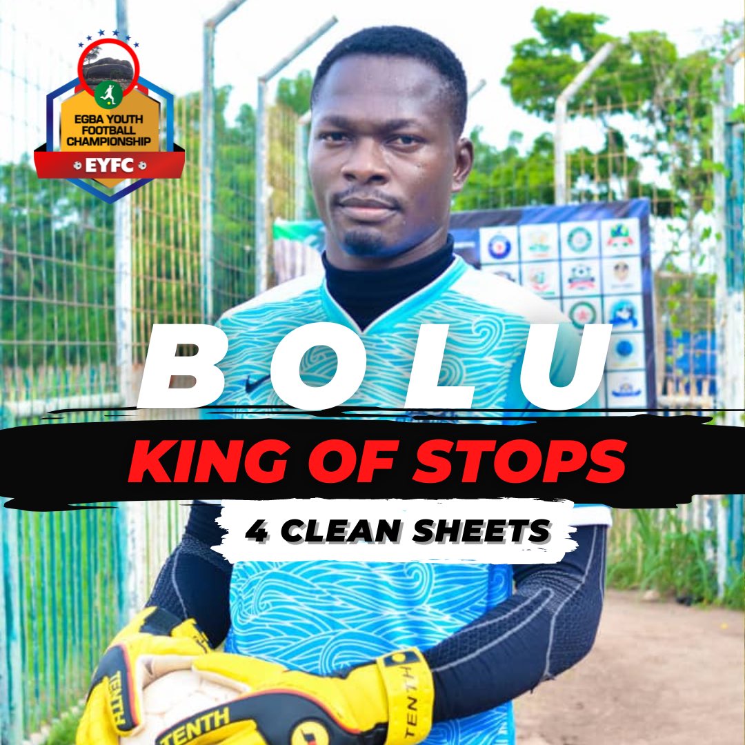 EYFCCup's tweet photo. 𝐎𝐅𝐅𝐈𝐂𝐈𝐀𝐋:

BOLUWATIFE ODEBIYI of Real Inter FC is the goalkeeper with the 𝐦𝐨𝐬𝐭 𝐜𝐥𝐞𝐚𝐧 𝐬𝐡𝐞𝐞𝐭𝐬 (4 in 7 matches)
              #2024EYFC! 🔐 https://t.co/imYdH8t4wA