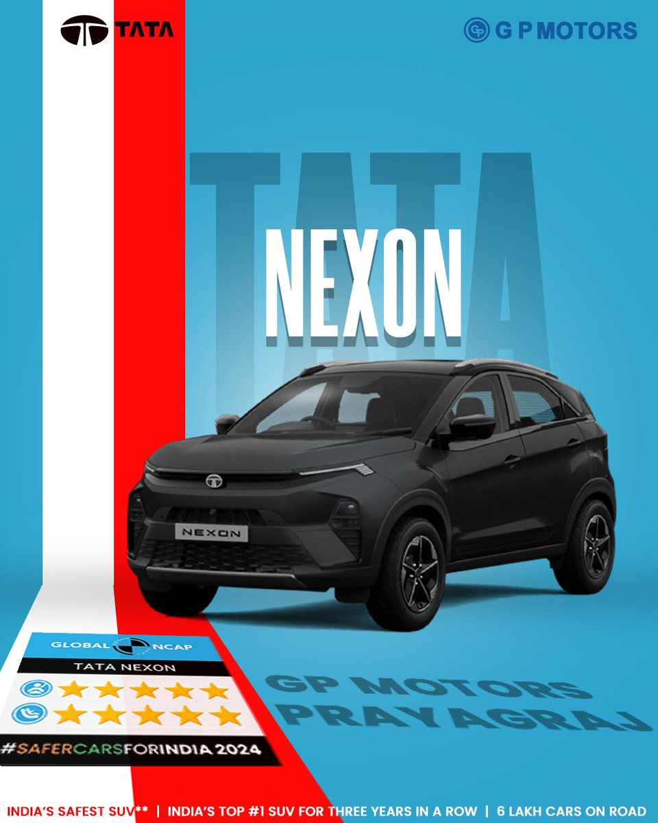 _GP_Tata's tweet photo. 🚗✨ Discover the all-new Tata Nexon at GP Motors Prayagraj!

📍 Visit us at:
Civil Lines, Prayagraj | Pratapgarh, Karwi | Manjhanpur | Handia | Meja | Andawa

📞 Contact us today:
+91 7510000901
+91 7510000955

📅 Book Now
#tatanexon #safercarsforindia #gpmotors #prayagraj #tata https://t.co/FGdvpZVVGD