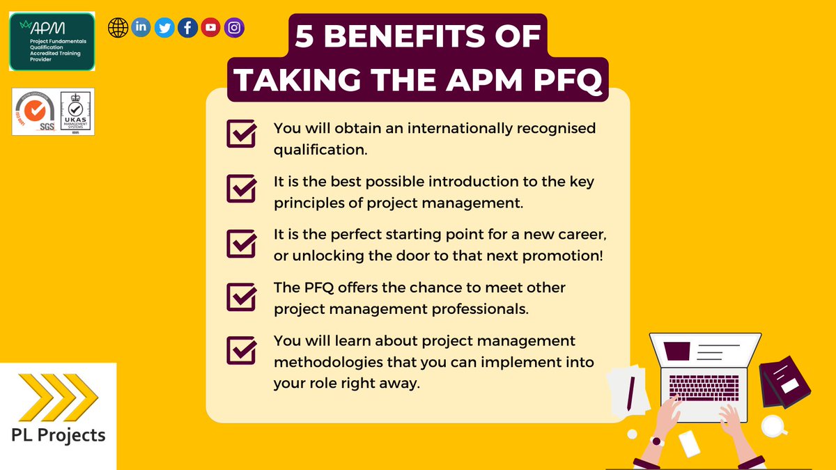 PLP_Central's tweet photo. Why should you enrol in our #APM Project Fundamentals Qualification course?

HERE ARE 5️⃣ BENEFITS TO TAKING THE #PFQ. 

To learn more about this qualification and many more, visit our website --> https://t.co/H0alSlvGY8 https://t.co/HDRcrZyYlq