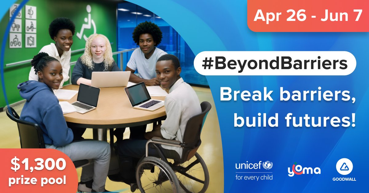 🌟 Build an inclusive future and win prizes!
Join the #BeyondBarriers challenge now on Goodwall
goodwall.onelink.me/45N9/vd37e839
or via Whatsapp chat.whatsapp.com/GH4V4kenpS42nC…