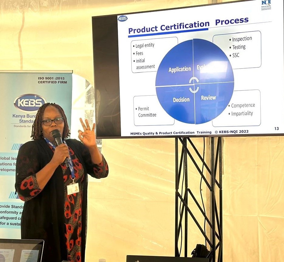 KEBS_ke's tweet photo. The collaborative efforts of Jackline Sigei &amp; Mohamud Mathope showcased a comprehensive session, delving into crucial topics such as Product Certification Schemes, Quality Management Systems, Good Manufacturing Practices, Labelling Requirements, &amp; Product Quality. #Standards^JKK https://t.co/7CuhpPlpXM