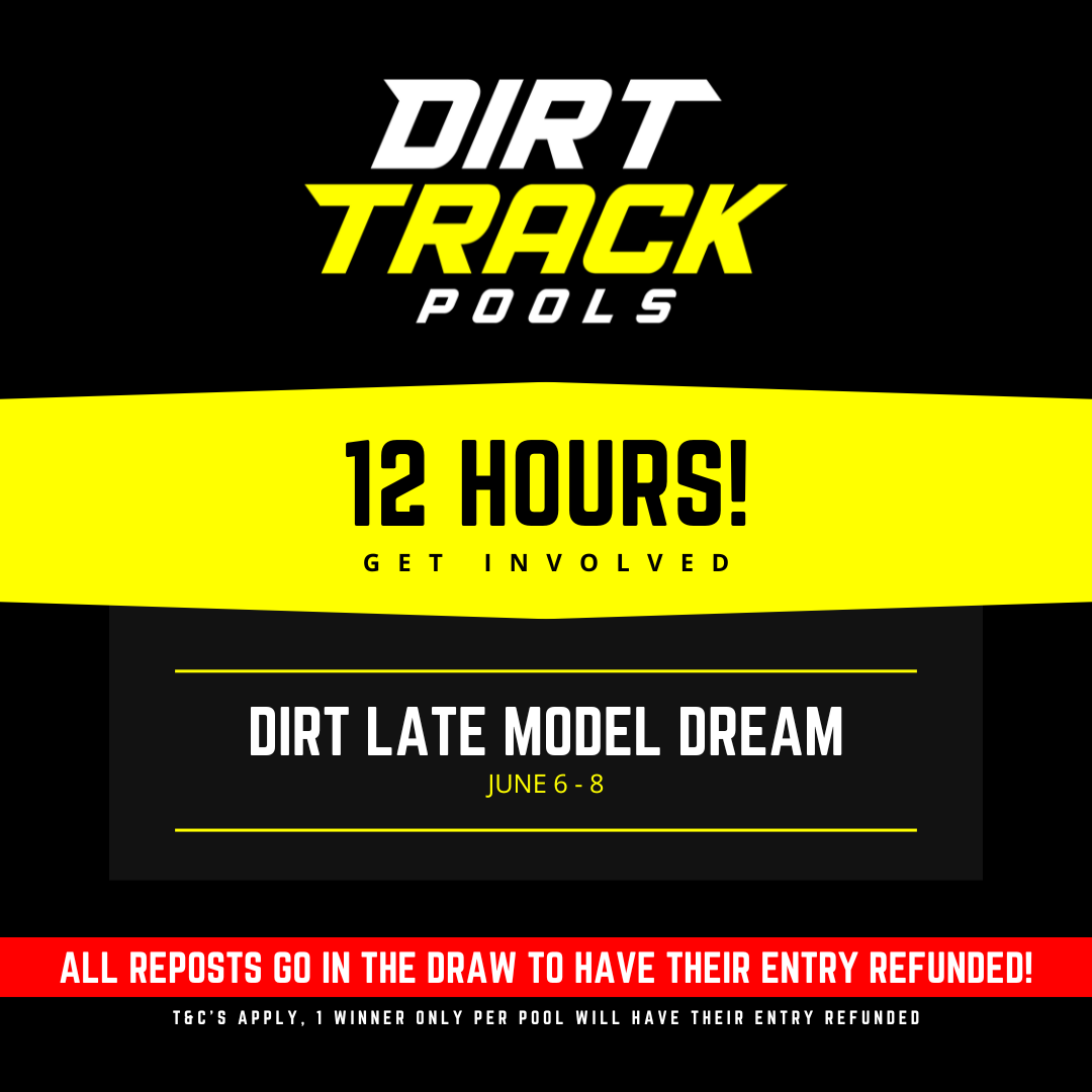 🚨 12 HOURS! 🚨

The Dirt Late Model Dream kicks off TONIGHT at 6:30pm EST, with 3 huge nights of racing from Eldora Speedway, with over 100 dirt late models in attendance, all chasing The $100,030 Dream!

Dirt Late Model Dream👇
forms.gle/rD9GgdhH7xztTs…

$30 ENTRY FEE EACH