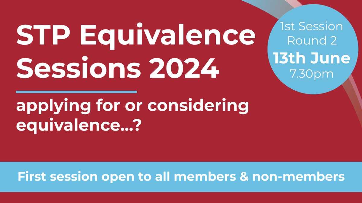 This round of sessions will begin next week! 1st session OPEN TO ALL (use 'TASTER' as your membership no.)  Whether you're considering equivalence or in the application process, these zoom sessions are a must-attend!

Sign up here scst.org.uk/equivalence-se…

#stpequivalence