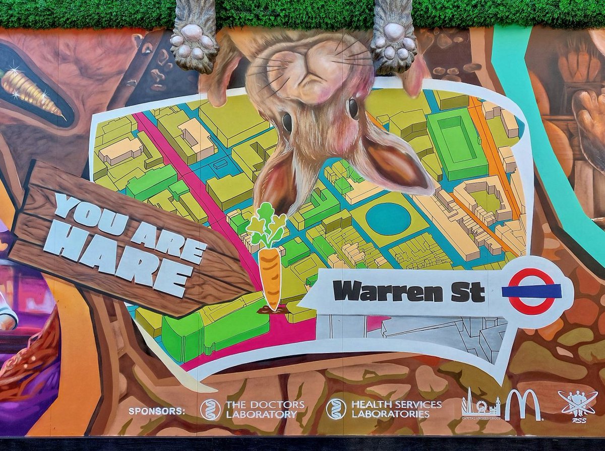 1ondonrail's tweet photo. This am I'd arrived to shop at Lidl when I spotted this new mural opposite #WarrenStreet #VictoriaLine #NorthernLine #Tube #Station its a mural for the #Fitzrovia festival which takes place today and tomorrow #Cool #LondonFun #LondonLife https://t.co/nngqAZiqjC