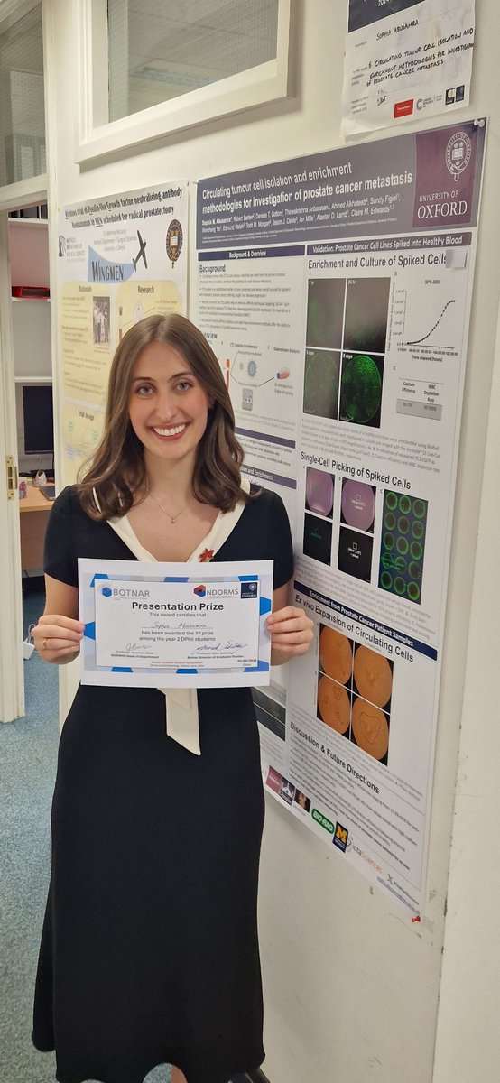 LambAlastair's tweet photo. Huge congrats π to @SophiaAbusamra on winning Yr2 DPhil student present 1st prize ππ
@ndorms @BotnarOxford symposium
Really excited to c where we get to w #CTCs as #LiquidBiopsy for potentially lethal #ProstateCancer
#SPACE_Study @OxPCaBiol
@BioRad #CelSelect @BioRadFlowAbs https://t.co/iViVkDGfSo