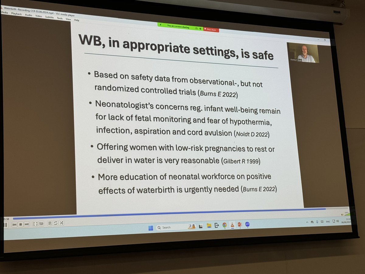 Professor Charles Roehr presenting the neonatologists perspective of #waterbirth #SPLASHconference the power of collaboration and the MDT working together is real 💪🏻🙏 @ccroehr #humansarentdolphins