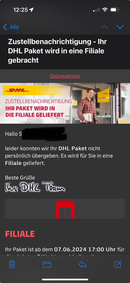 pinkerbella's tweet photo. Liebe @DHLPaket wieso habe ich eine Abstellgenehmigung, wenn die Pakete ständig in der Filiale landen? Und ja, der Ort ist immer zugänglich. Da vergeht einem der Spaß 🤮 https://t.co/4S04dBqZSc