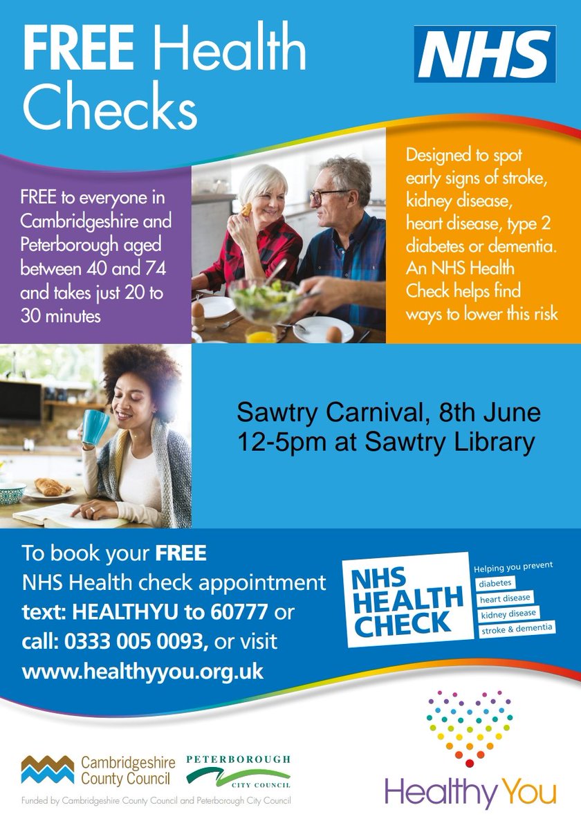 Sawtry Carnival 8th June, grab your free health check! #Sawtry