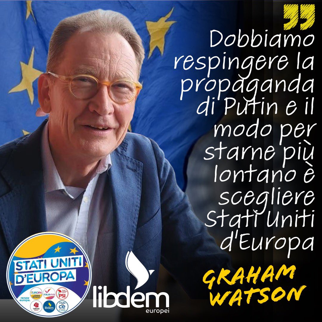 libdemeuropei's tweet photo. C’è un fronte silenzioso che partecipa alle #elezionieuropee. Non fa comizi, almeno direttamente, non stampa volantini. 

È il partito pro #Putin che alimenta scientificamente le #fakenews che servono alla #Russia. 

L’obiettivo naturalmente è l’#Europa, indebolirla, screditarla. Una guerra sporca che si combatte prevalentemente sui social, in Italia ad esempio è molto forte il binomio no Ue, no vax. 

Queste purtroppo non sono le considerazioni di un candidato liberale ed europeista come me, ma i risultati di controlli effettuati dalla Commissione Ue prima e dal Parlamento europeo poi. 

Naturalmente io trovo attinenza tra le veline russe e la propaganda di alcuni candidati sovranisti, ed in alcuni casi anche populisti. 

Sarà un caso o forse no. 

Il quadro di insieme comunque evidenzia un’emergenza che abbiamo in Europa ed in Italia. 

Dobbiamo respingere la propaganda di Putin ed il modo per starne più lontano è scegliere Stati Uniti d’Europa, che è l’unica casa integralmente sì Ue e sì vax.

Graham Watson
