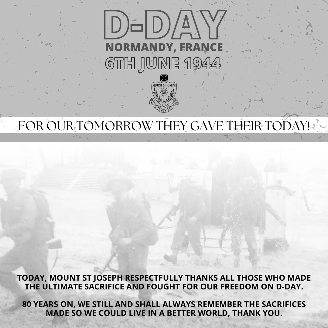 The Allied invasion of France known as D-Day took place on Tuesday the 6th of June 1944, today marks the  80th anniversary. We here at Mount St Joseph respectfully thank all those who made the ultimate sacrifice fighting for freedom. May your sacrifice never be forgotten. #DDay