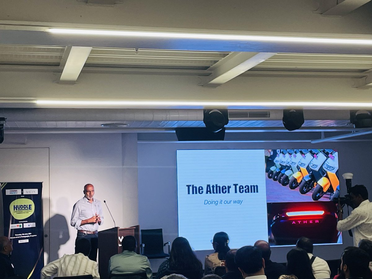 At #Huddle2024, Murali Sashidharan of The Ather Team highlights the shift from petrol to electric as awareness rises. Ather stands out by doing it their way: right processes, right people, and a unique approach. ⚡️🌍 #EVRevolution <a href="/Murali_Sashi/">Murali Sashidharan</a>