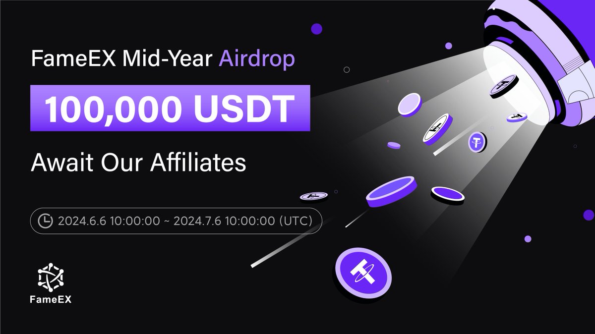 FameEXGlobal's tweet photo. 🚀 Get ready, FameEX affiliates!
Join our #FameEX Mid-Year airdrop: 100,000 USDT await our affiliates 🎁

Your trading activity from Jan 1 to July 6, 2024, counts towards your share of the #airdrop. 

Trade more, earn more! 📈

Fill in here🔽 
https://t.co/7Y1FxKkGsD

More details👇
https://t.co/3HXfBWdzzV