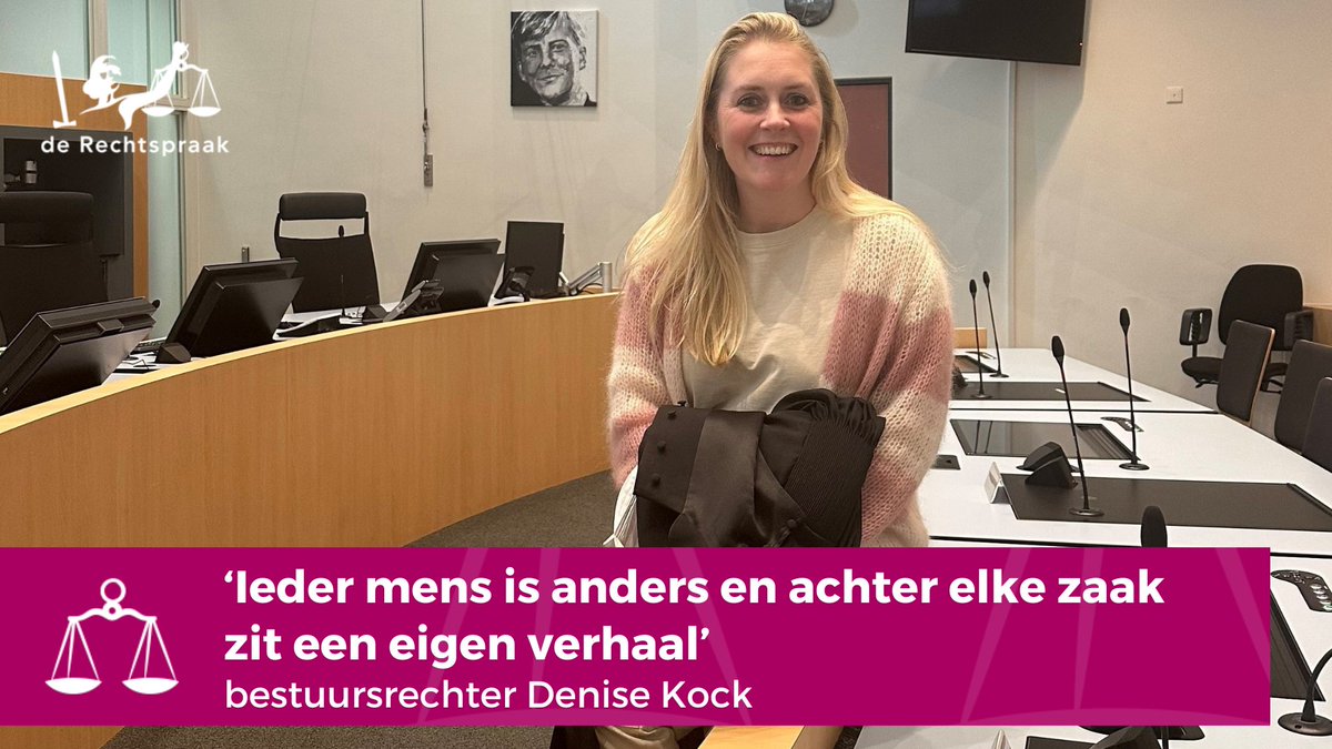 Bijna 2.700 rechters buigen zich dagelijks over allerlei rechtszaken. Wie zijn zij, wat maken ze mee en hoe zien ze hun taak? Vandaag vragen we het Denise Kock, bestuursrechter <a href="/rb_limburg/">Rechtbank Limburg</a>. Lees het interview op onze site: bit.ly/3Xu74JR
