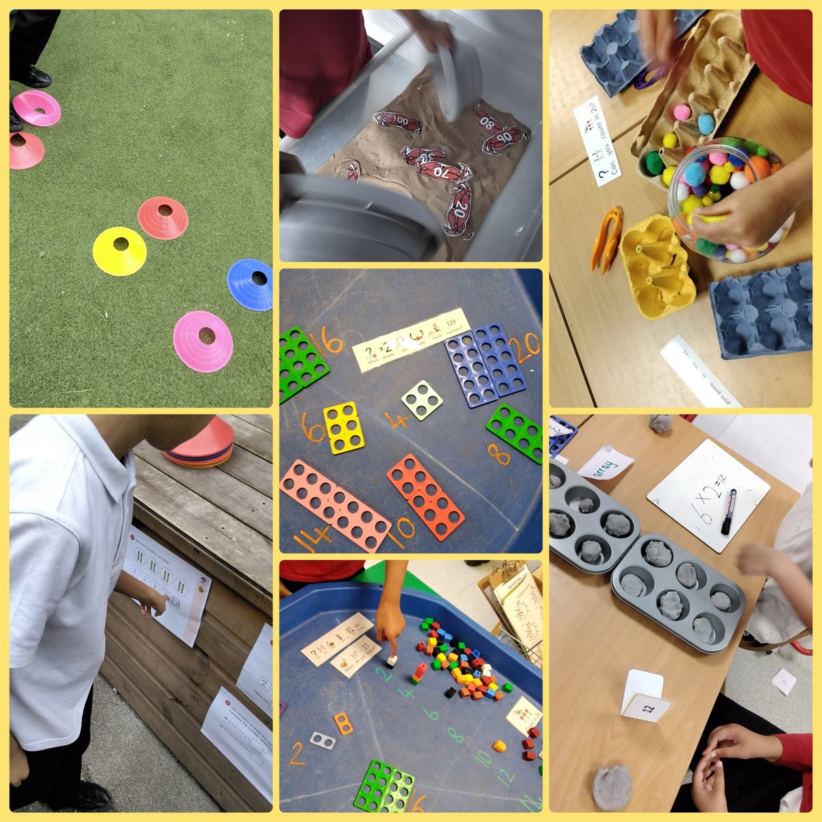 MarlboroughPrim's tweet photo. #shootingstars What an exciting morning of maths! Some children have practised counting in 2s and 10s, while others have added equal groups and used playdough to explore arrays. #multiplication #counting #equalgroups https://t.co/JRonyShwC9
