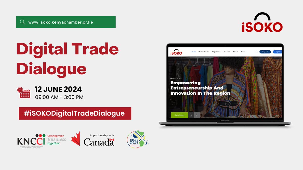 IsokoKenya's tweet photo. Join us online for the #DigitalTradeDialogue on 12th June & discover how #iSOKO is revolutionizing #women-led businesses in #EastAfrica
The 1-day event will facilitate knowledge exchange & collaboration among stakeholders to enhance #DigitalReadiness & #competitiveness in #trade https://t.co/ehKAm6TzWQ