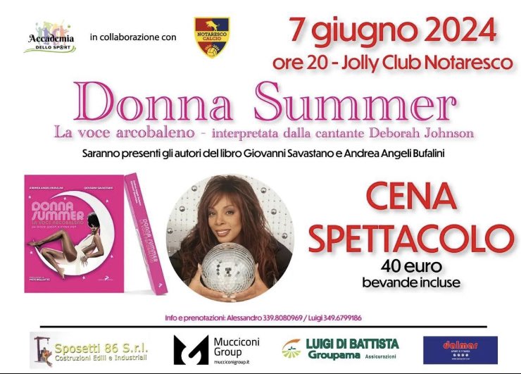 AndreaAngeliBuf's tweet photo. Amici di #Teramo e dintorni domani venerdi 7 giugno presentazione del nostro libro @GiovSavastano #DonnaSummer #LavoceArcobaleno e live di #DeborahJohnson vi aspettiamo qui : https://t.co/swnGZTdrUp