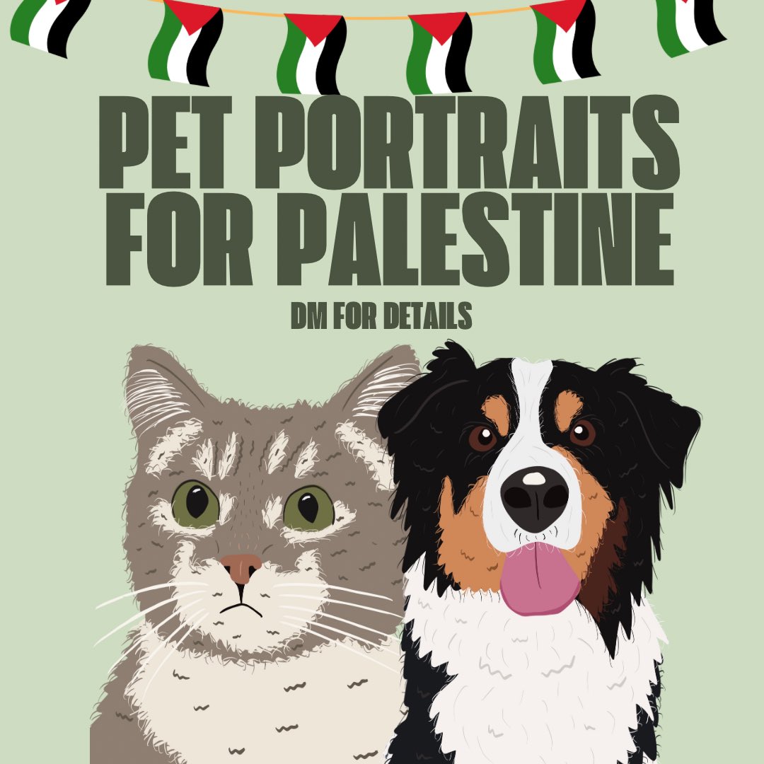 libby_barts's tweet photo. I am launching pet commissions &amp; 100% of the money will be donated to Operation Olive Branch to help support those in Palestine staring at £30. I really hope that this helps raise some money!! If you could share this to help get the word out there I would really appreciate it❤️ https://t.co/haNAqGsyZU