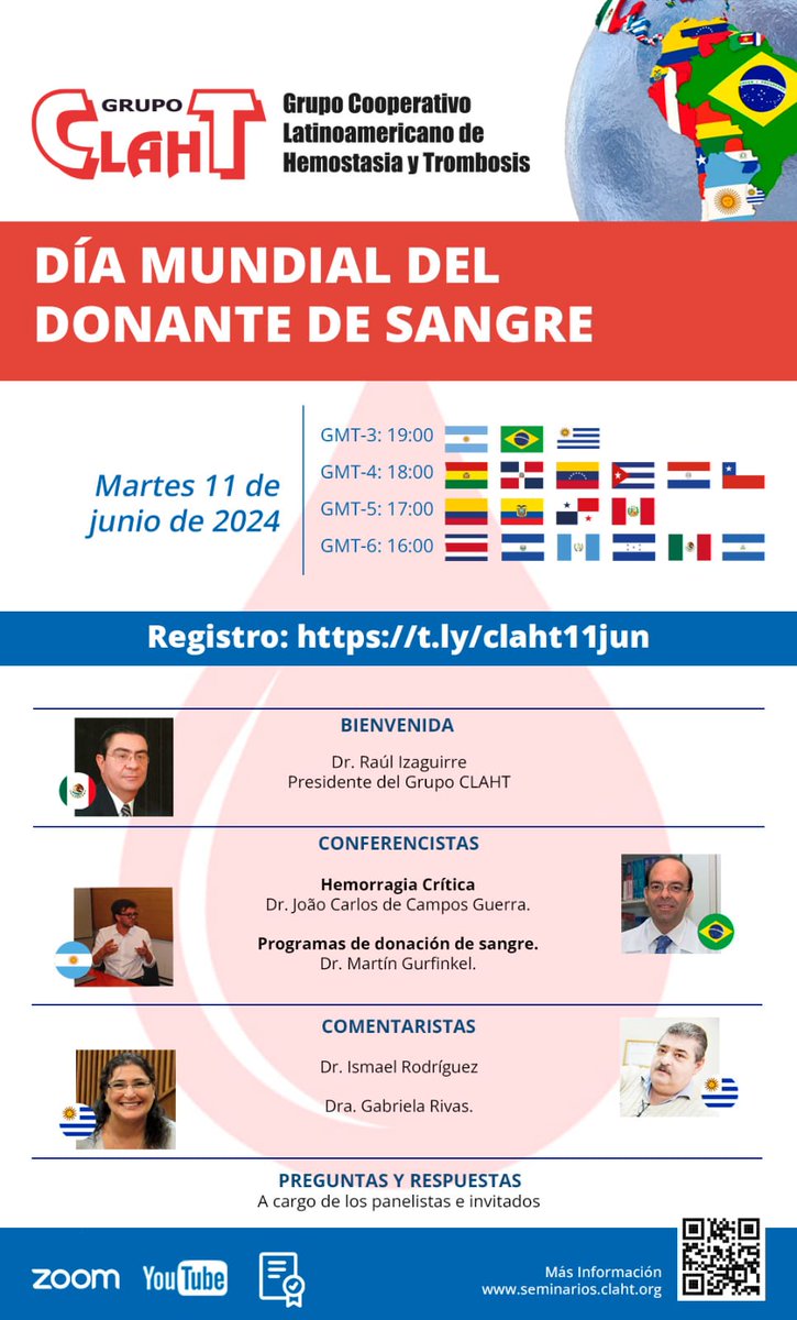 grupoclaht's tweet photo. ¡No te pierdas el Seminario del Grupo CLAHT por el Día Mundial del Donante de Sangre! 🩸 Martes 11 de junio a las 16:00 h (México). Inscríbete ahora 👉 https://t.co/e74Av2ZEKo #DíaDelDonante #CLAHT https://t.co/3MOALs0QFm