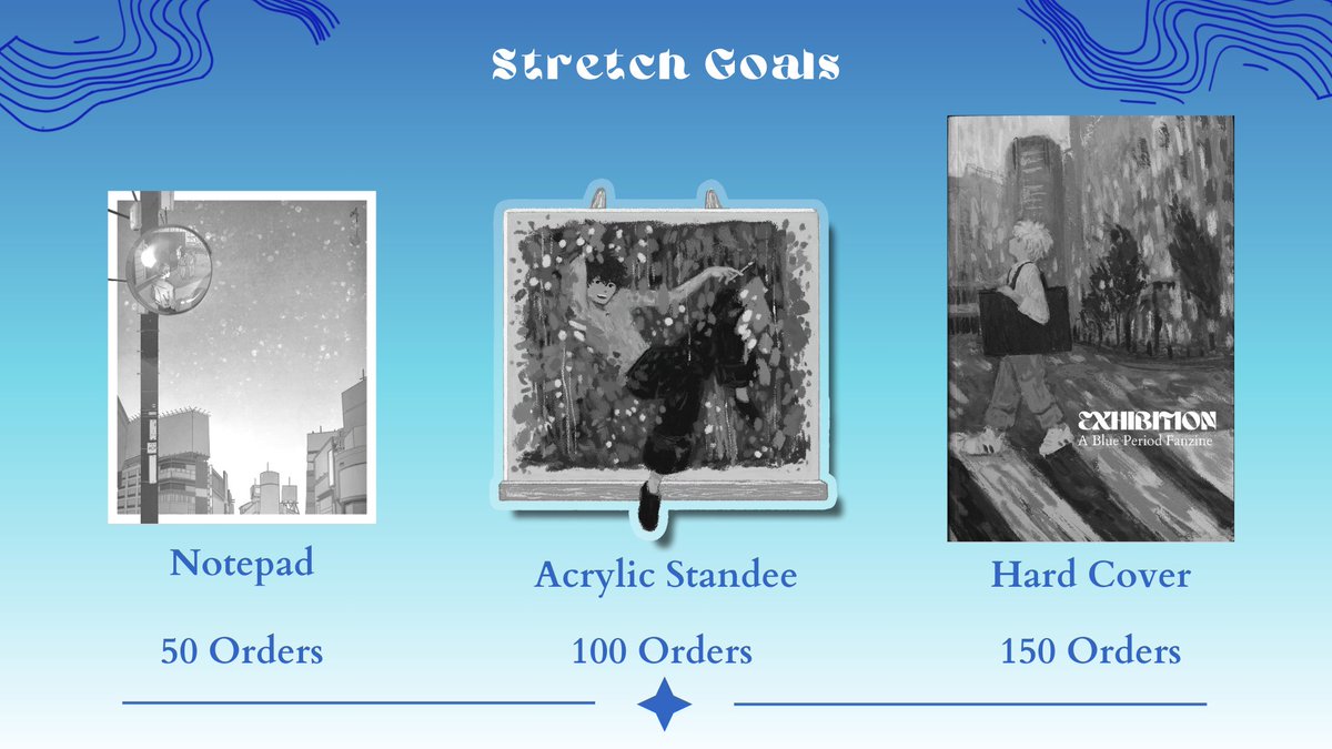 BPfineartzine's tweet photo. 💠STRETCH GOALS💠

Hello Everyone~

Our stretch goals are:
notepad by @neokijuna
acrylic standee by @alexcsiple
as well as a hard cover finish!

please share so that we can make these amazing pieces come to life!

🛒https://t.co/Qy1isRoNZv

#blueperiod #ブルーピリオド #fanzine https://t.co/vVKB7cPgan