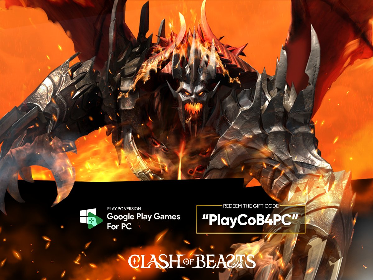 Greetings, Mercenaries! You can now play Clash of Beasts on Google Play Games For PC and redeem the gift code here:  clashofbeasts.com/redeem/