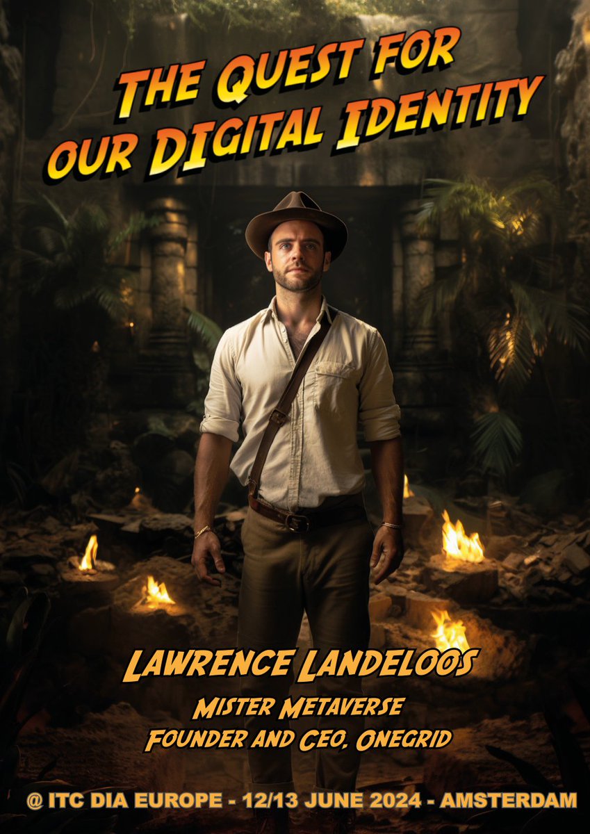 Joining us at ITC DIA Europe Amsterdam 2024 at the Taets Art and Event Park is Lawrence Landeloos, Founder and CEO at Onegrid, and Mr. Metaverse (and AI-made Indiana Jones), who’s on the quest for our digital identity as Indy.

itcdiaeurope.com/event/amsterda…

#insurtech #insurance