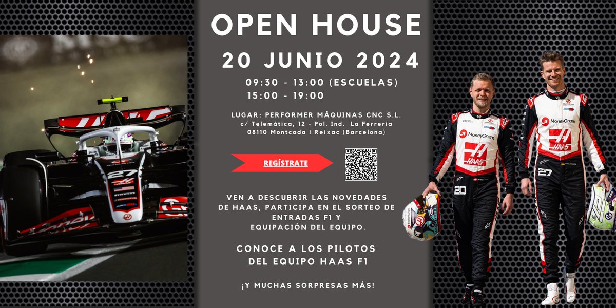 🔊 SAVE THE DATE 🔊 JUEVES, 20 DE JUNIO 2024
Os esperamos el 20 de junio en showroom de Barcelona.

Regístrate en el siguiente enlace: lnkd.in/dyyutafz

#haasautomation #cnc #openhouse #f1team
