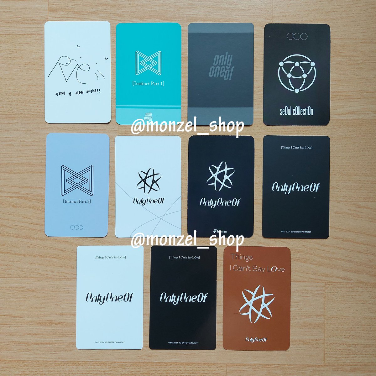 monzel_shop's tweet photo. READY STOCK
#MZ_OnlyOneOf
WTS (Worldwide)
OnlyOneOf - various Rie Photo Card (PC)
↳ Availability :
- line sun goodness PC
- instinct pt 1 Withdrama Holo / Soundwave
- instinct pt 2 AppMu LD
- seOul cOllectiOn Y2K AppMu
- Light Stick PC / fromm POB
- Things I Can't Say LOve PC https://t.co/pJ2BMKcY9Q